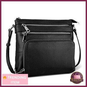 Genuine Leather Crossbody Bag Anti-Theft RFID Wallet Travel Purse Medium